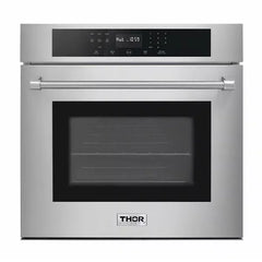 Thor Kitchen 6-Piece Pro Appliance Package - 36" Cooktop, Wall Oven, Wall Mount Hood, Refrigerator with Water Dispenser, Dishwasher & Microwave Drawer in Stainless Steel