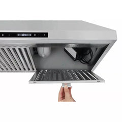 Thor Kitchen 6-Piece Pro Appliance Package - 36-Inch Gas Range, Refrigerator with Water Dispenser, Wall Mount Hood, Dishwasher, Microwave Drawer, & Wine Cooler in Stainless Steel