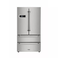 Thor Kitchen 6-Piece Pro Appliance Package - 36" Rangetop, Wall Oven, Wall Mount Hood, Refrigerator, Dishwasher, & Microwave in Stainless Steel