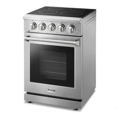 Thor Kitchen 2-Piece Appliance Package - 24" Electric Range and Under Cabinet Hood in Stainless Steel - The Home Selection