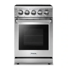 Thor Kitchen 2-Piece Appliance Package - 24" Electric Range and Under Cabinet Hood in Stainless Steel - The Home Selection