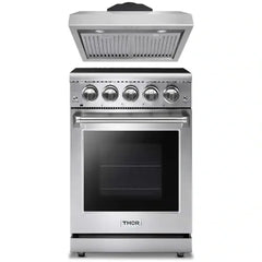 Thor Kitchen 2-Piece Appliance Package - 24" Electric Range and Under Cabinet Hood in Stainless Steel - The Home Selection