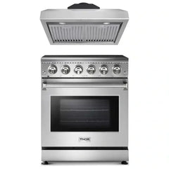 Thor Kitchen 2-Piece Appliance Package - 30" Electric Range and Under Cabinet Range Hood in Stainless Steel - The Home Selection