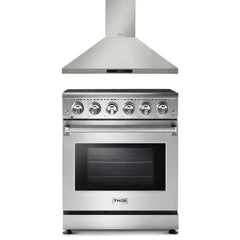Thor Kitchen 2-Piece Appliance Package - 30" Electric Range and Wall Mounted Range Hood in Stainless Steel - The Home Selection
