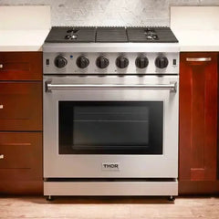 Thor Kitchen 2-Piece Appliance Package - 30" Gas Range & Premium Under Cabinet Hood in Stainless Steel - The Home Selection