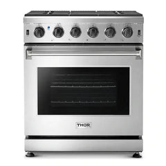 Thor Kitchen 2-Piece Appliance Package - 30" Gas Range & Premium Wall Mounted Hood in Stainless Steel - The Home Selection