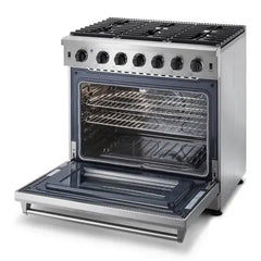 Thor Kitchen 2-Piece Appliance Package - 36" Gas Range & Premium Under Cabinet Hood in Stainless Steel - The Home Selection