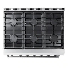 Thor Kitchen 2-Piece Appliance Package - 36" Gas Range & Premium Under Cabinet Hood in Stainless Steel - The Home Selection