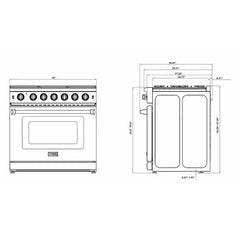 Thor Kitchen 2-Piece Appliance Package - 36" Gas Range & Premium Under Cabinet Hood in Stainless Steel - The Home Selection