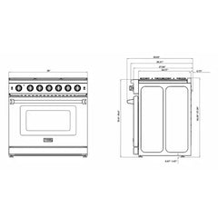 Thor Kitchen 2-Piece Appliance Package - 36" Gas Range & Premium Wall Mount Hood in Stainless Steel - The Home Selection
