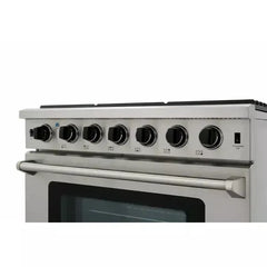 Thor Kitchen 2-Piece Appliance Package - 36" Gas Range & Premium Wall Mount Hood in Stainless Steel - The Home Selection