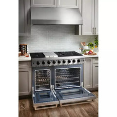 Thor Kitchen 2-Piece Appliance Package - 48" Gas Range & Premium Hood in Stainless Steel - The Home Selection