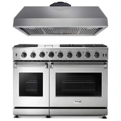 Thor Kitchen 2-Piece Appliance Package - 48" Gas Range & Premium Hood in Stainless Steel - The Home Selection
