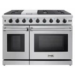 Thor Kitchen 2-Piece Appliance Package - 48" Gas Range & Premium Hood in Stainless Steel - The Home Selection