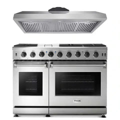 Thor Kitchen 2-Piece Appliance Package - 48" Gas Range & Premium Hood in Stainless Steel - The Home Selection