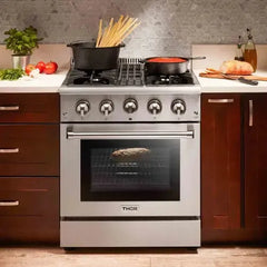 Thor Kitchen 2-Piece Pro Appliance Package - 30" Dual Fuel Range & Premium Under Cabinet Hood in Stainless Steel - The Home Selection