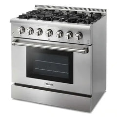 Thor Kitchen 2-Piece Pro Appliance Package - 36" Dual Fuel Range & Premium Under Cabinet Hood in Stainless Steel - The Home Selection