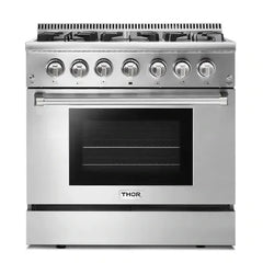 Thor Kitchen 2-Piece Pro Appliance Package - 36" Dual Fuel Range & Premium Under Cabinet Hood in Stainless Steel - The Home Selection