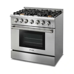Thor Kitchen 2-Piece Pro Appliance Package - 36" Gas Range & Premium Wall Mount Hood in Stainless Steel - The Home Selection