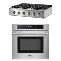 Thor Kitchen 2-Piece Pro Appliance Package - 36" Rangetop & Wall Oven in Stainless Steel - The Home Selection