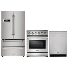 Thor Kitchen 3-Piece Appliance Package - 30" Electric Range, French Door Refrigerator, and Dishwasher in Stainless Steel - The Home Selection
