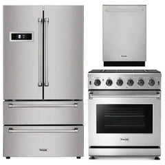 Thor Kitchen 3-Piece Appliance Package - 30" Gas Range, Dishwasher & Refrigerator in Stainless Steel - The Home Selection