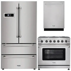 Thor Kitchen 3-Piece Appliance Package - 36" Gas Range, Dishwasher & Refrigerator in Stainless Steel - The Home Selection