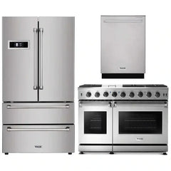 Thor Kitchen 3-Piece Appliance Package - 48" Gas Range, Dishwasher & Refrigerator in Stainless Steel - The Home Selection