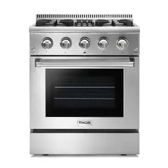 Thor Kitchen 3-Piece Pro Appliance Package - 30" Dual Fuel Range, Dishwasher & Refrigerator in Stainless Steel - The Home Selection