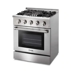 Thor Kitchen 3-Piece Pro Appliance Package - 30-Inch Dual Fuel Range, Dishwasher & Refrigerator with Water Dispenser in Stainless Steel - The Home Selection