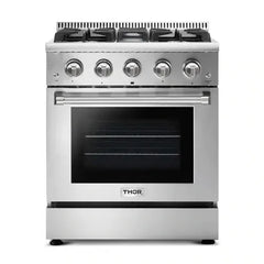 Thor Kitchen 3-Piece Pro Appliance Package - 30-Inch Gas Range, Dishwasher & Refrigerator with Water Dispenser in Stainless Steel - The Home Selection