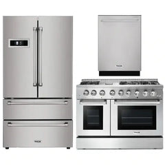 Thor Kitchen 3-Piece Pro Appliance Package - 48" Dual Fuel Range, Dishwasher & Refrigerator in Stainless Steel - The Home Selection