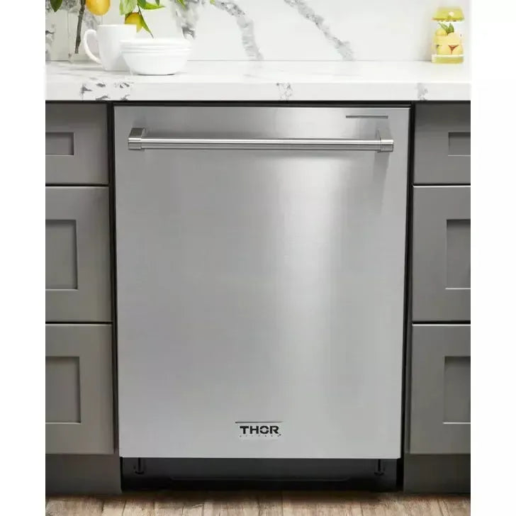 Thor Kitchen 30 in. Natural Gas Range, 36 in. Refrigerator with Water and Ice Dispenser & 24 in. Dishwasher - The Home Selection