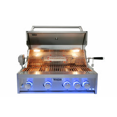Thor Kitchen 32 Inch 4-Burner Gas BBQ Grill with Rotisserie in Stainless Steel - MK04SS304 - The Home Selection