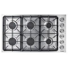 Thor Kitchen 36 Inch Professional Drop-In Gas Cooktop with Six Burners in Stainless Steel - TGC3601 - The Home Selection