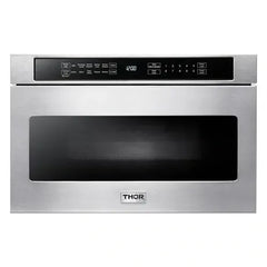Thor Kitchen 4-Piece Appliance Package - 30-Inch Electric Range, Refrigerator with Water Dispenser, Dishwasher, & Microwave Drawer in Stainless Steel - The Home Selection