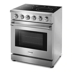 Thor Kitchen 4-Piece Appliance Package - 30-Inch Electric Range, Refrigerator with Water Dispenser, Dishwasher, & Microwave Drawer in Stainless Steel - The Home Selection