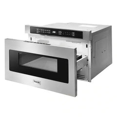 Thor Kitchen 4-Piece Appliance Package - 36-Inch Gas Range, Refrigerator with Water Dispenser, Dishwasher, & Microwave Drawer in Stainless Steel - The Home Selection