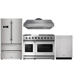 Thor Kitchen 4-Piece Appliance Package - 48" Gas Range, French Door Refrigerator, and Dishwasher in Stainless Steel - The Home Selection