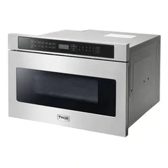 Thor Kitchen 4-Piece Appliance Package - 48-Inch Gas Range, Refrigerator with Water Dispenser, Dishwasher, & Microwave Drawer in Stainless Steel - The Home Selection