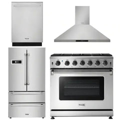 Thor Kitchen 4 Piece Package - 36 in. Liquid Propane Range, Range Hood, Refrigerator & Dishwasher Package - The Home Selection