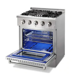 Thor Kitchen 4-Piece Pro Appliance Package - 30" Dual Fuel Range, French Door Refrigerator, Dishwasher, and Microwave Drawer in Stainless Steel - The Home Selection
