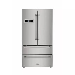Thor Kitchen 4-Piece Pro Appliance Package - 30" Dual Fuel Range, French Door Refrigerator, Wall Mount Hood and Dishwasher in Stainless Steel - The Home Selection