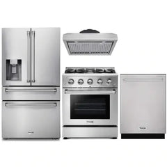 Thor Kitchen 4-Piece Pro Appliance Package - 30-Inch Gas Range, Refrigerator with Water Dispenser, Under Cabinet Hood & Dishwasher in Stainless Steel - The Home Selection