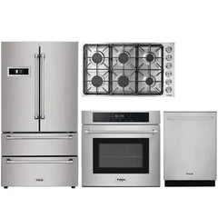 Thor Kitchen 4-Piece Pro Appliance Package - 36" Cooktop, Wall Oven, Dishwasher & Refrigerator in Stainless Steel - The Home Selection