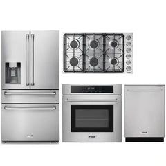 Thor Kitchen 4-Piece Pro Appliance Package - 36" Cooktop, Wall Oven, Dishwasher & Refrigerator with Water Dispenser in Stainless Steel - The Home Selection