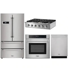 Thor Kitchen 4-Piece Pro Appliance Package - 36" Rangetop, Wall Oven, Dishwasher & Refrigerator in Stainless Steel - The Home Selection