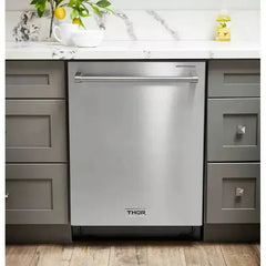 Thor Kitchen 4-Piece Pro Appliance Package - 48" Dual Fuel Range, French Door Refrigerator, Dishwasher, and Microwave Drawer in Stainless Steel - The Home Selection