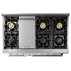 Thor Kitchen 4-Piece Pro Appliance Package - 48" Gas Range, French Door Refrigerator, Dishwasher, and Microwave Drawer in Stainless Steel - The Home Selection