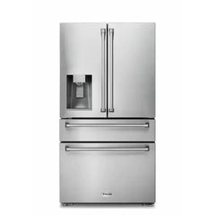 Thor Kitchen 4-Piece Pro Appliance Package - 48-Inch Dual Fuel Range, Refrigerator with Water Dispenser, & Dishwasher in Stainless Steel - The Home Selection